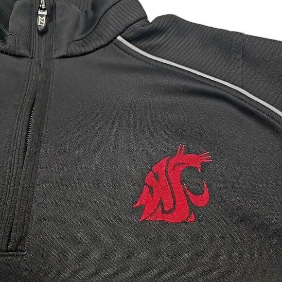 Washington State Cougars Cutter & Buck Mens M WeatherTec pullover Black 1/4 Zip - Picture 9 of 10